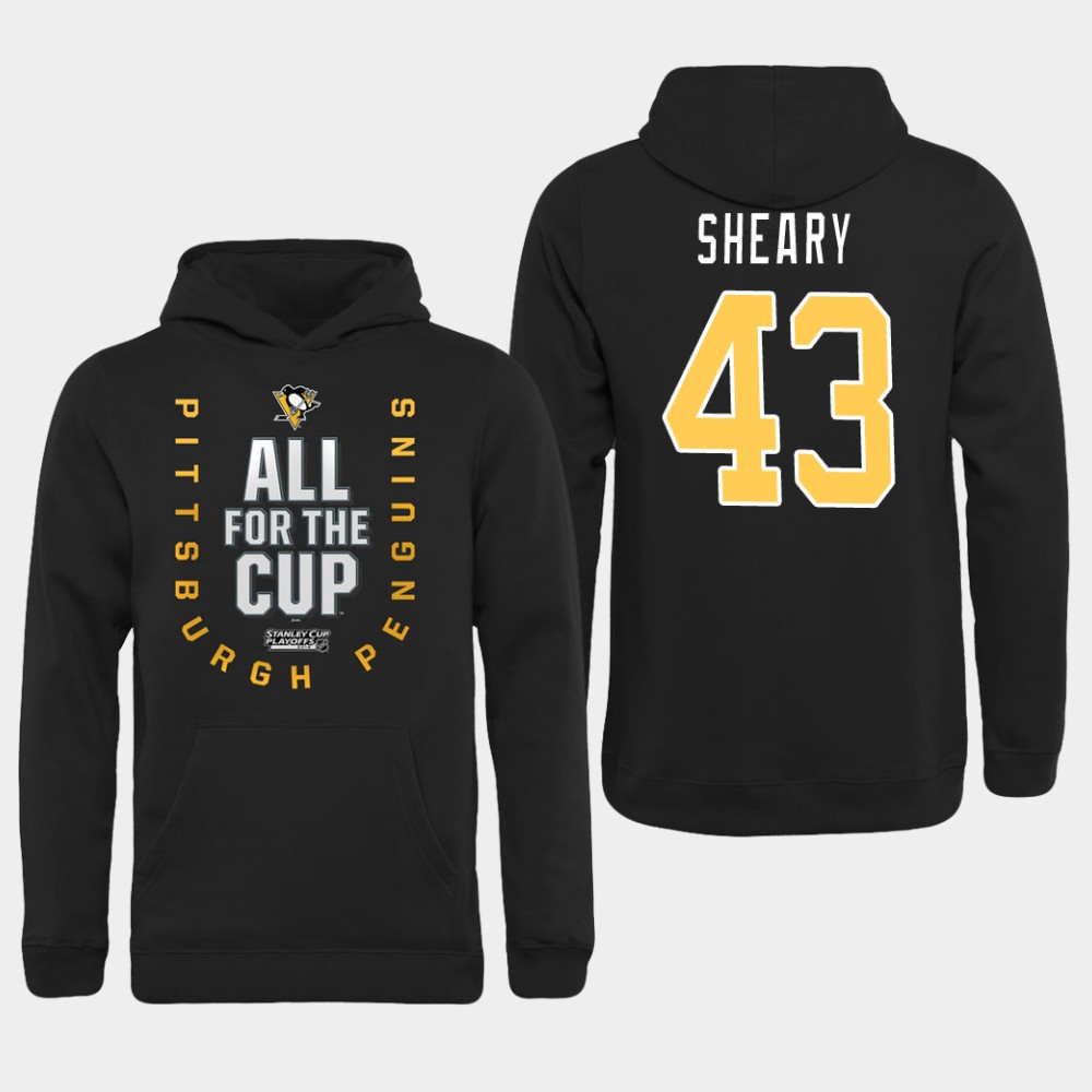Men NHL Pittsburgh Penguins #43 Sheary black All for the Cup Hoodie->pittsburgh penguins->NHL Jersey